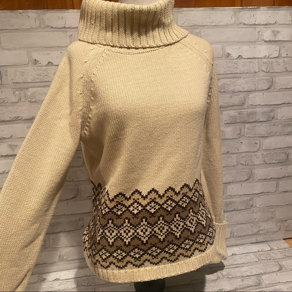 the LOFT tan and brown turtle neck sweater